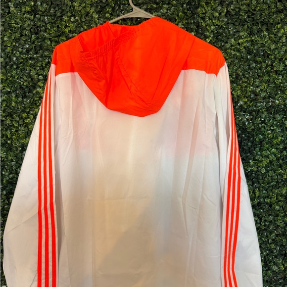 adidas Bright Orange and White Hooded Track Jacket - Picture 5 of 5